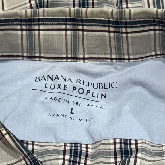 Banana Republic Luxe Poplin Grant Slim Fit Buttondown Summer Chic Men's Size L - Picture 6 of 9
